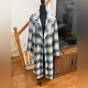 Boohoo Check Longline Wool Coat size 12 US